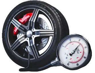 Car tyre with pressure gauge